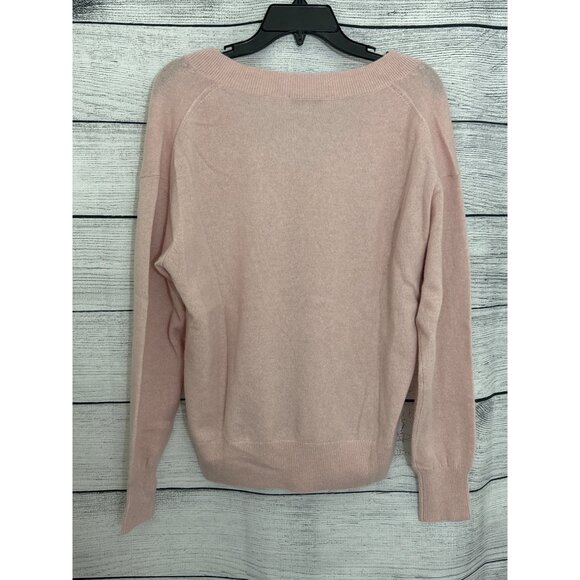 White and Warren V-Neck Pink Cashmere Sweater Size L - Picture 2 of 2